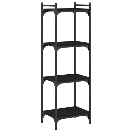 Bookcase 4-Tier Black 15.7"x11.8"x47.2" Engineered Wood
