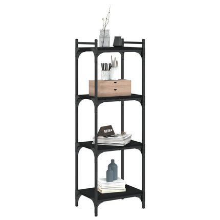 Bookcase 4-Tier Black 15.7"x11.8"x47.2" Engineered Wood