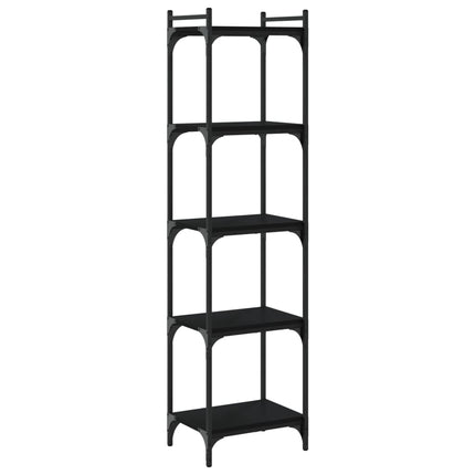 Bookcase 5-Tier Black 15.7"x11.8"x60.6" Engineered Wood