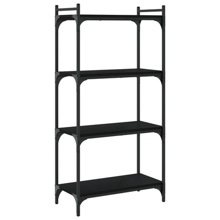 Bookcase 4-Tier Black 23.6"x11.8"x47.2" Engineered Wood
