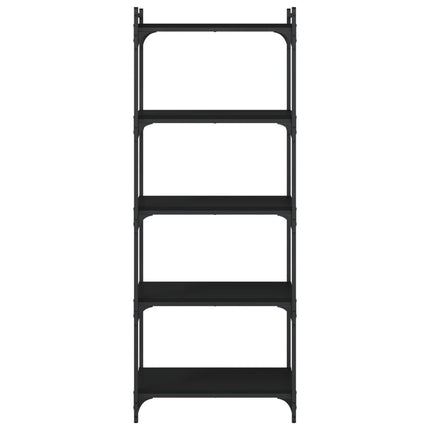 Bookcase 5-Tier Black 23.6"x11.8"x60.6" Engineered Wood