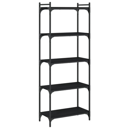 Bookcase 5-Tier Black 23.6"x11.8"x60.6" Engineered Wood