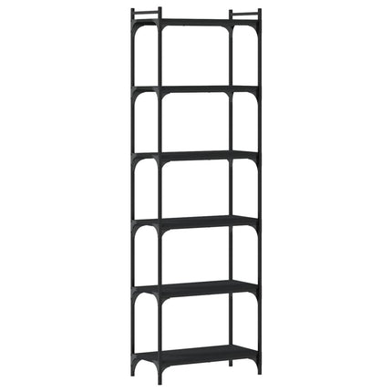 Bookcase 6-Tier Black 23.6"x11.8"x74" Engineered Wood