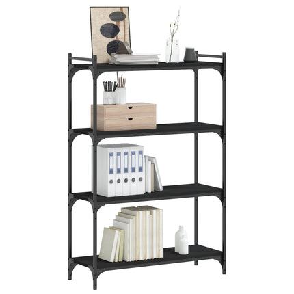 Bookcase 4-Tier Black 31.5"x11.8"x47.2" Engineered Wood