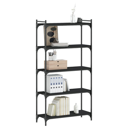 Bookcase 5-Tier Black 31.5"x11.8"x60.6" Engineered Wood