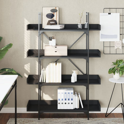 Bookcase 4-Tier Black 39.4"x13"x57.3" Engineered Wood