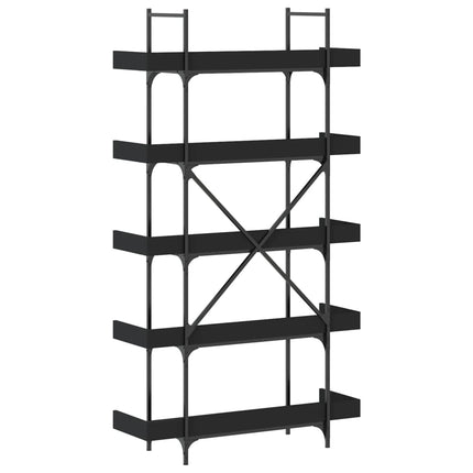 Bookcase 5-Tier Black 39.4"x13"x71.1" Engineered Wood