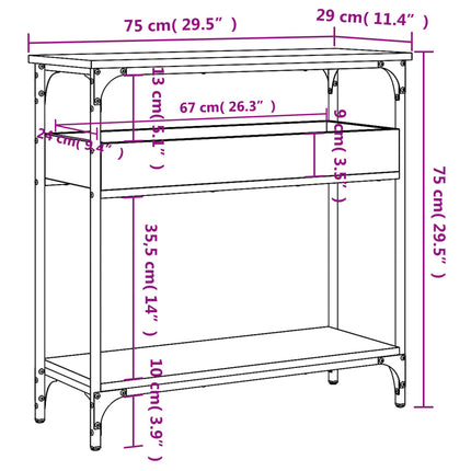 Console Table with Shelf Black 29.5"x11.4"x29.5" Engineered Wood