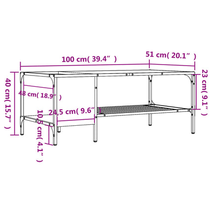 Coffee Table with Rack Black 39.4"x20.1"x15.7" Engineered Wood