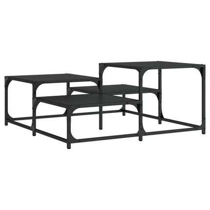 Coffee Table Black 34.4"x34.4"x15.7" Engineered Wood