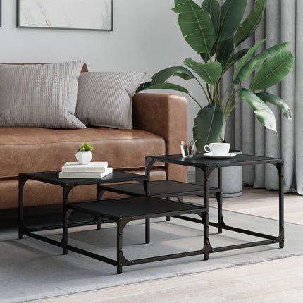 Coffee Table Black 34.4"x34.4"x15.7" Engineered Wood