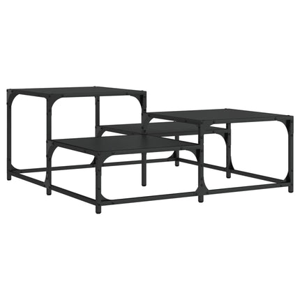 Coffee Table Black 34.4"x34.4"x15.7" Engineered Wood