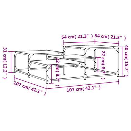 Coffee Table Black 42.1"x42.1"x15.7" Engineered Wood