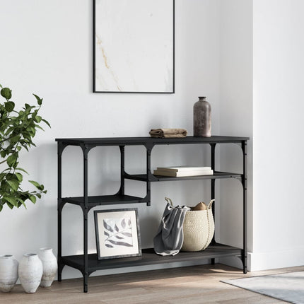 Console Table with Shelves Black 39.4"x13.8"x29.5