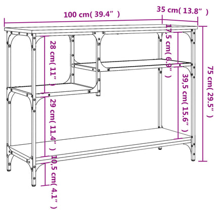 Console Table with Shelves Black 39.4"x13.8"x29.5