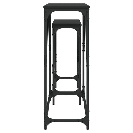 Nesting Console Tables 2 pcs Black Engineered Wood