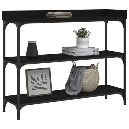 Console Table with Shelves Black 39.4"x11.8"x31.5