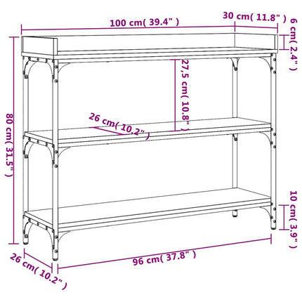 Console Table with Shelves Black 39.4"x11.8"x31.5