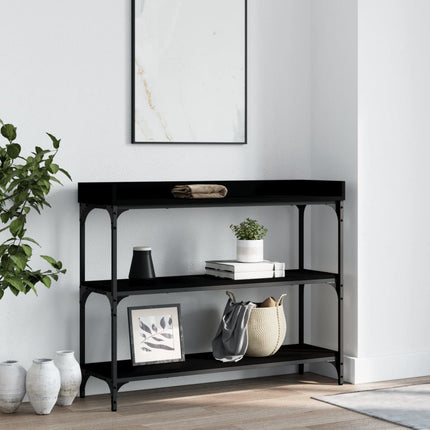 Console Table with Shelves Black 39.4"x11.8"x31.5