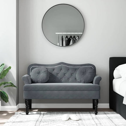 Bench with Cushions Dark Grey 47.4x25.6x29.5" Velvet