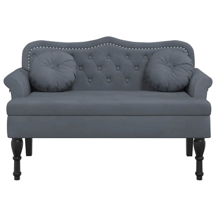 Bench with Cushions Dark Grey 47.4x25.6x29.5" Velvet