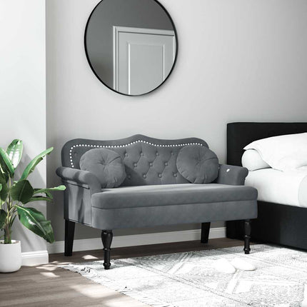 Bench with Cushions Dark Grey 47.4x25.6x29.5" Velvet