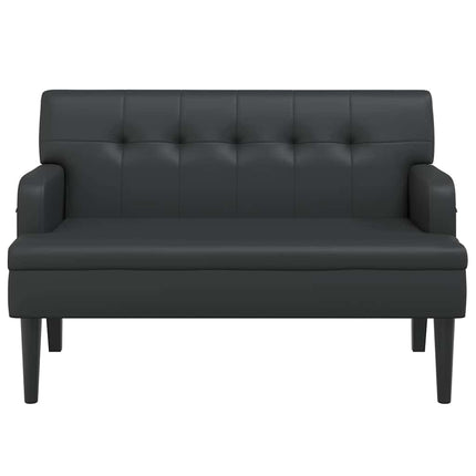 Bench with Backrest Black 44.1x25.8x29.5" Faux Leather
