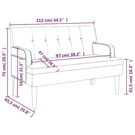 Bench with Backrest Black 44.1x25.8x29.5" Faux Leather