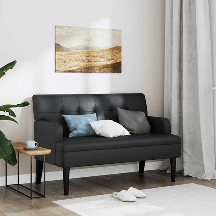 Bench with Backrest Black 44.1x25.8x29.5" Faux Leather