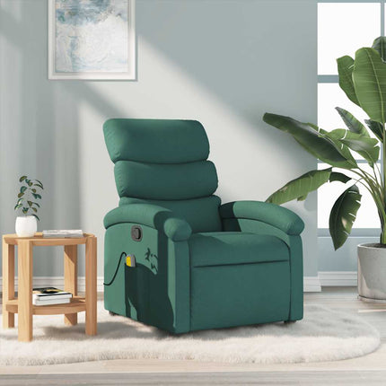 Massage Recliner Chair Dark Green Fabric