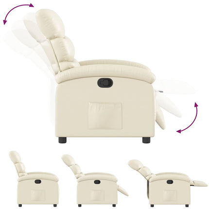Recliner Chair Cream Faux Leather