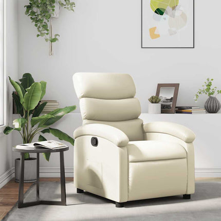 Recliner Chair Cream Faux Leather