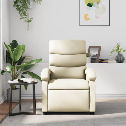 Massage Recliner Chair Cream Faux Leather