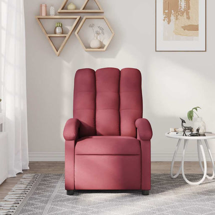 Massage Recliner Chair Wine Red Fabric
