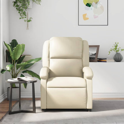 Recliner Chair Cream Faux Leather