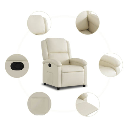 Recliner Chair Cream Faux Leather