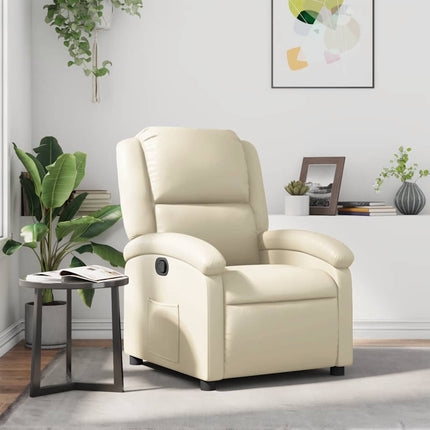 Recliner Chair Cream Faux Leather