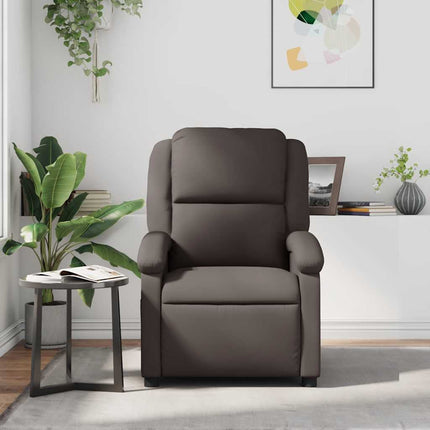 Massage Recliner Chair Dark Brown Real Leather