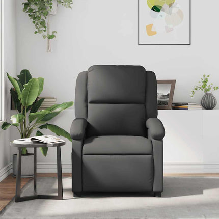 Massage Recliner Chair Gray Real Leather