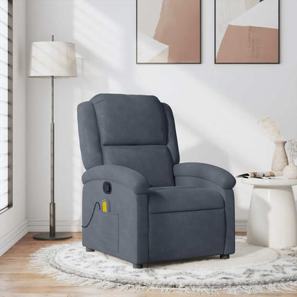 Massage Recliner Chair Dark Gray Velvet