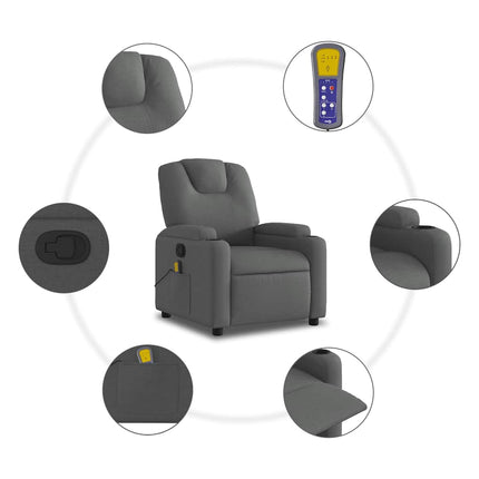 Massage Recliner Chair Dark Gray Fabric