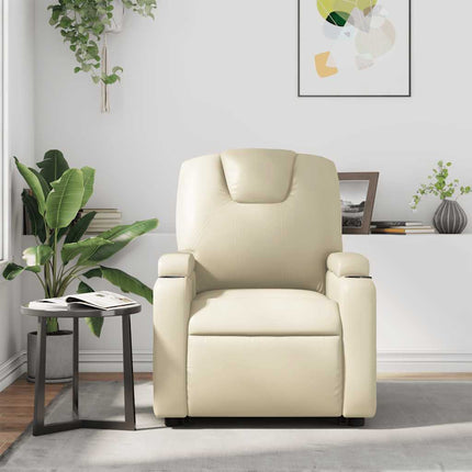Recliner Chair Cream Faux Leather