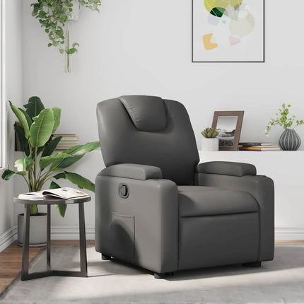 Recliner Chair Gray Faux Leather