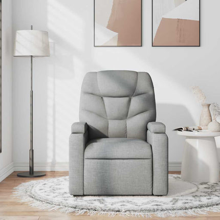 Massage Recliner Chair Light Gray Fabric