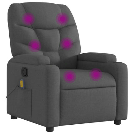 Massage Recliner Chair Dark Gray Fabric