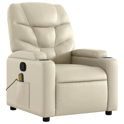 Massage Recliner Chair Cream Faux Leather