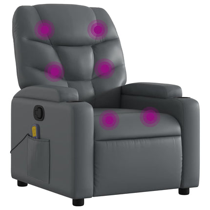 Massage Recliner Chair Gray Faux Leather
