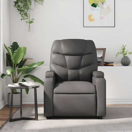 Massage Recliner Chair Gray Faux Leather