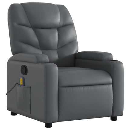 Massage Recliner Chair Gray Faux Leather