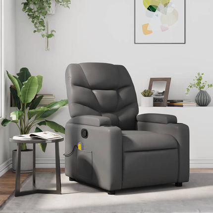 Massage Recliner Chair Gray Faux Leather